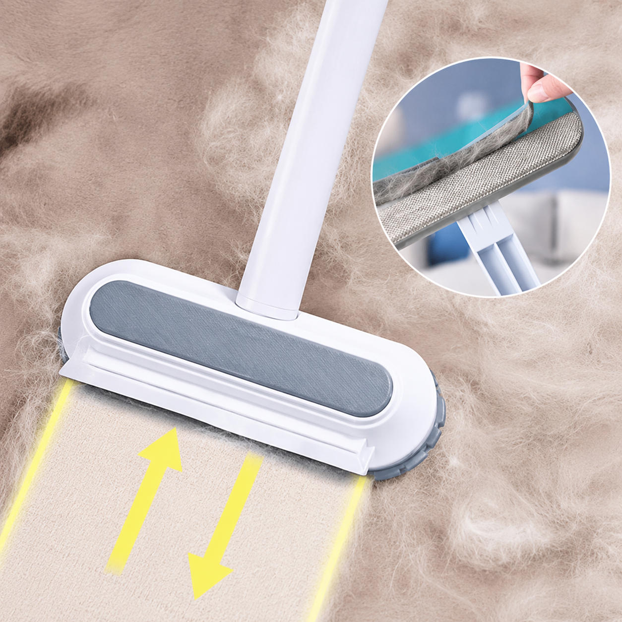 3-in-1 Long-Handle Pet Hair Remover Brush