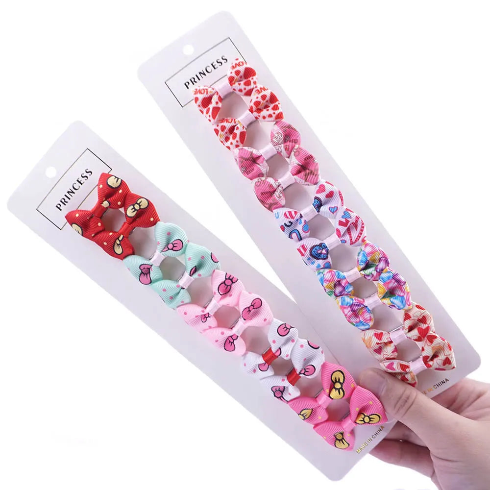 10pcs Easy-on Dog Hair Clips Diverse Styles Ribbon Hair Bows For Small Dogs Puppy Grooming Supplies 5 Pairs Pet Dog Accessories