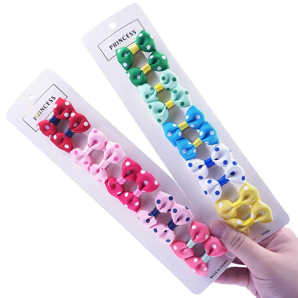 10pcs Easy-on Dog Hair Clips Diverse Styles Ribbon Hair Bows For Small Dogs Puppy Grooming Supplies 5 Pairs Pet Dog Accessories