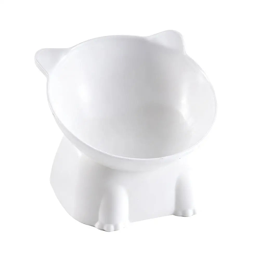 1pc WhiskerWare Elevated Cat Bowl Anti-Tip Plastic Raised Pet Feeding Dish with Tilted Edge Neck Protection Kitty Food