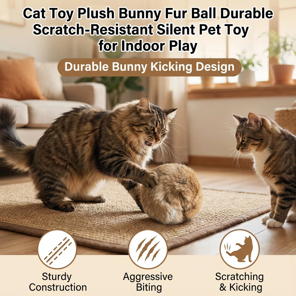 BunnyBounce™ Natural Fur Cat Toy by Scooth Pet