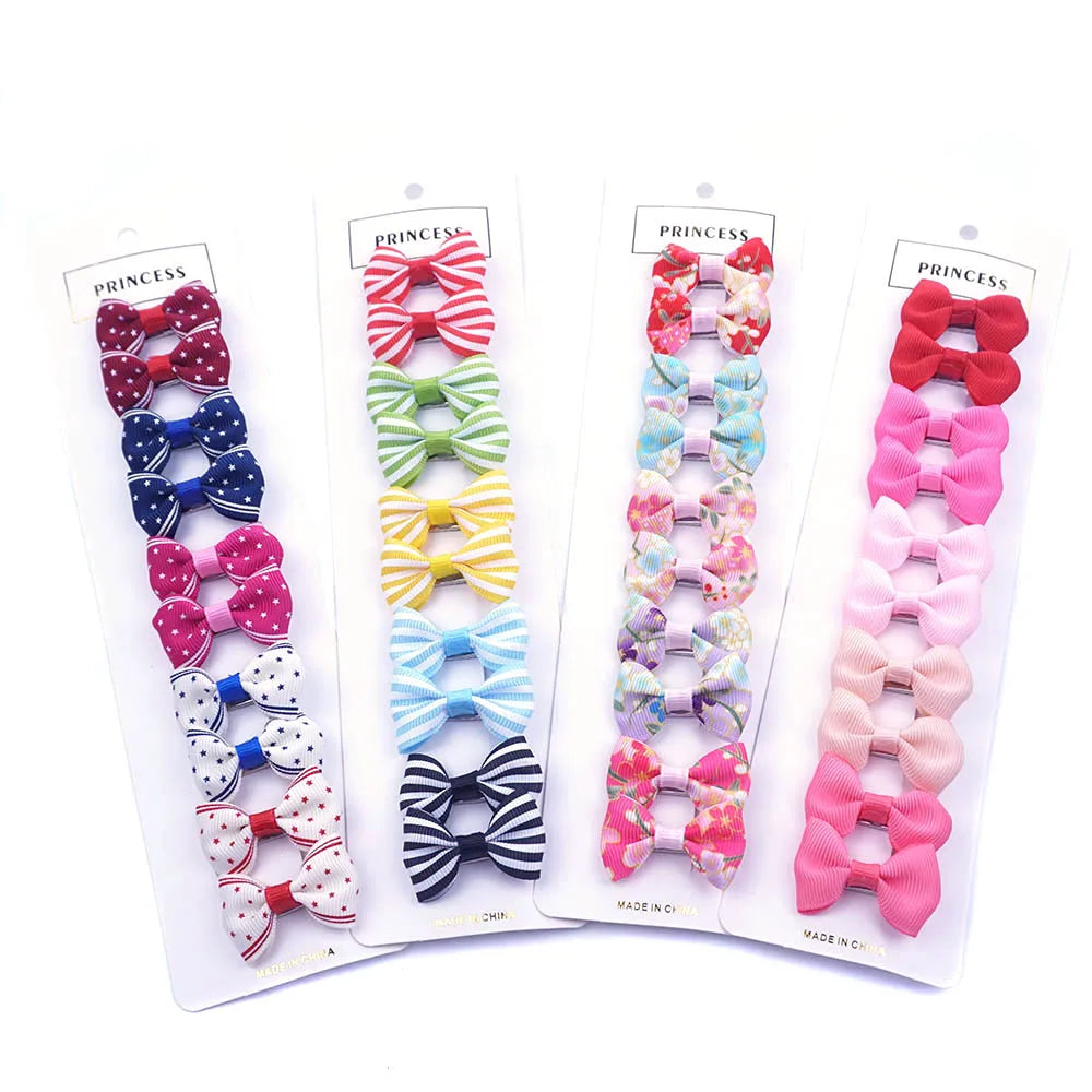 10pcs Easy-on Dog Hair Clips Diverse Styles Ribbon Hair Bows For Small Dogs Puppy Grooming Supplies 5 Pairs Pet Dog Accessories