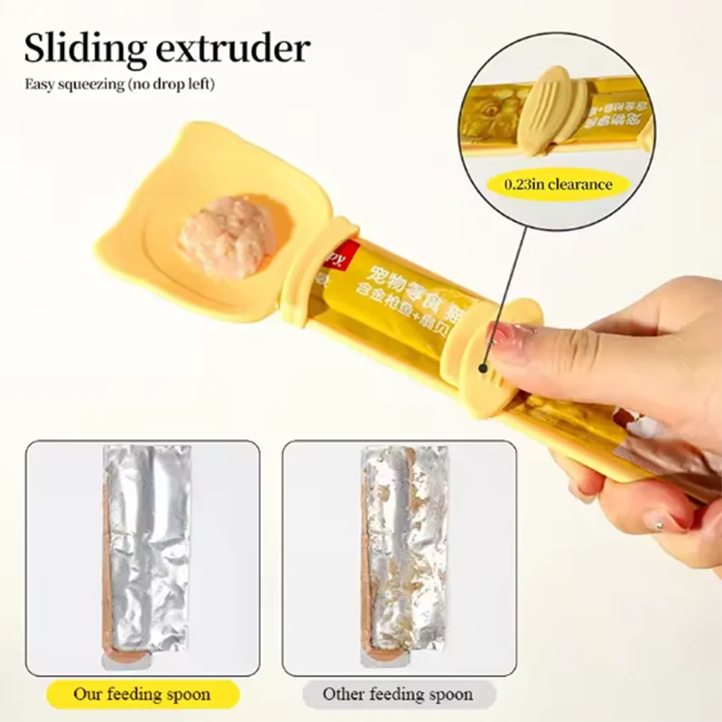 Cat Strip Feeder Spoon Long Handle Lickable Wet Food Dispenser for Cats Pet Meat Puree Squeeze Dispensing Spoon Pet Supplies
