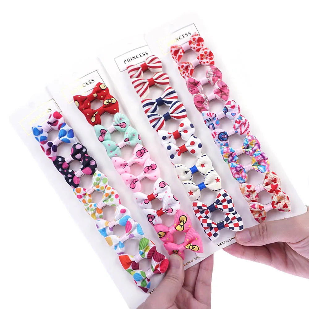 10pcs Easy-on Dog Hair Clips Diverse Styles Ribbon Hair Bows For Small Dogs Puppy Grooming Supplies 5 Pairs Pet Dog Accessories