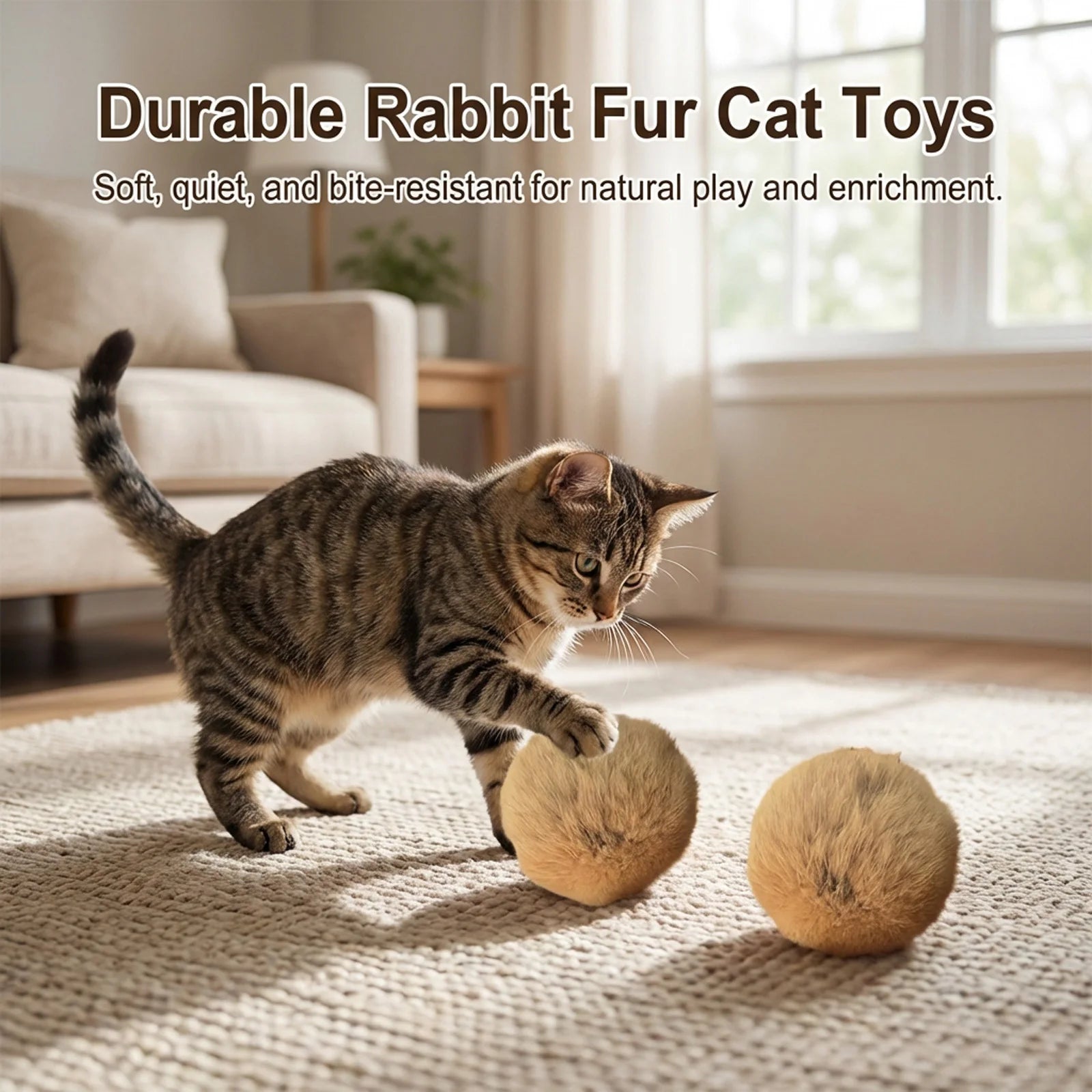 BunnyBounce™ Natural Fur Cat Toy by Scooth Pet