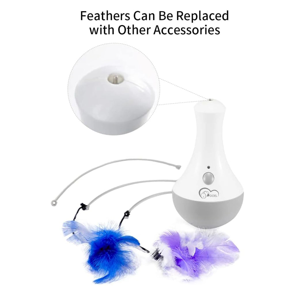 DOEL Cat Interactive Toys Funny Feather Kitten Teaser Indoor Play Automatic Toy Gift Cat Feather Toy